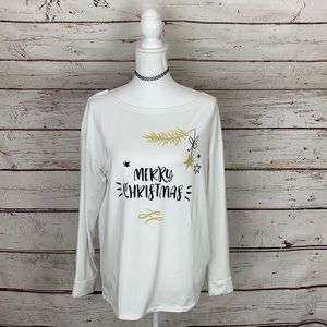 Womens Merry Christmas Long Sleeve Large